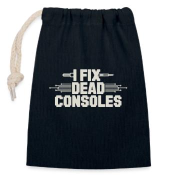 Retro Gaming Repair Vintage Console - Closable cotton gift bag (14x20cm) - navy - Front