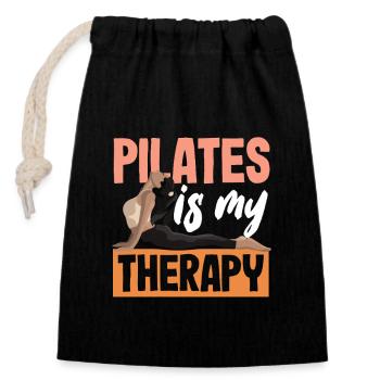 Pilates Is My Therapy Inspiration - Closable cotton gift bag (14x20cm) - black - Front