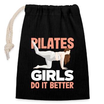 Les filles de Pilates le font mieux - Sac cadeau en coton avec cordon (14 x 20 cm) - noir - Devant
