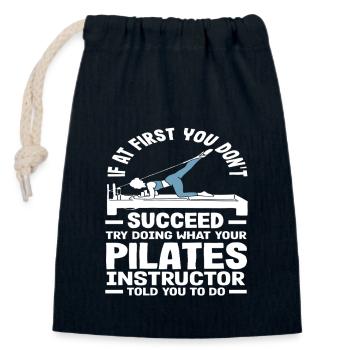 Pilates Erfolg Mit Instruktor Anleitung - Verschließbarer Geschenkbeutel aus Baumwolle (14x20cm) - Navy - Vorne