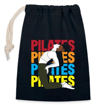 Pilates Enthusiast Colorful Motif For Your Training - Closable cotton gift bag (14x20cm) - navy - Front