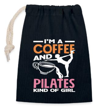 Pilates and coffee lover - Closable cotton gift bag (14x20cm) - navy - Front