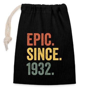Epic Since 1932 Birth Year Birthday - Closable cotton gift bag (14x20cm) - black - Front