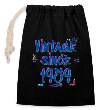 Vintage 1959 Graffiti Glitch - 66 Years of - Closable cotton gift bag (14x20cm) - black - Front