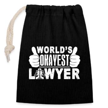 Lawyer World's Okayest Lawyer - Closable cotton gift bag (14x20cm) - black - Front