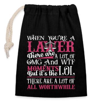 Lawyer When You are A Lawyer - Closable cotton gift bag (14x20cm) - black - Front