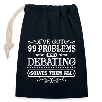Debating Solves All Problems - Closable cotton gift bag (14x20cm) - navy - Front