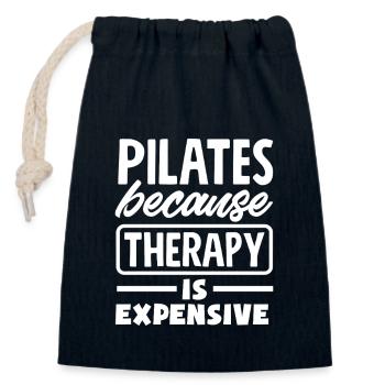 Pilates because therapy is expensive - Closable cotton gift bag (14x20cm) - navy - Front