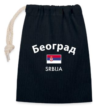 Belgrade Belgrade Serbie Serbie Drapeau - Sac cadeau en coton avec cordon (14 x 20 cm) - bleu marine - Devant