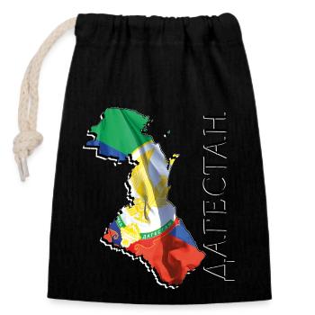 (RU) Dagestan Flag in (RU) Dagestan Map DA - Closable cotton gift bag (14x20cm) - black - Front