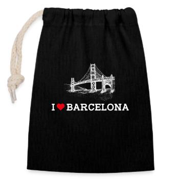 J’aime Barcelone Cool Golden Gate Bride Espagne Jeu de mots - Sac cadeau en coton avec cordon (14 x 20 cm) - noir - Devant