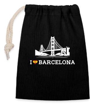 J’aime Barcelone Espagne Golden Gate Bridge Lover - Sac cadeau en coton avec cordon (14 x 20 cm) - noir - Devant