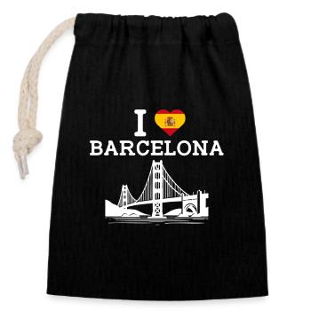 J’aime Barcelone Drapeau Espagne Golden Gate Bridge Jeu de mots - Sac cadeau en coton avec cordon (14 x 20 cm) - noir - Devant