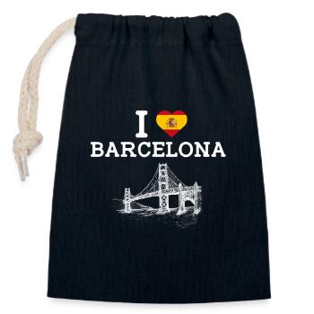 J’aime Barcelone Jeu de mots Golden Gate Bridge Espagne Drapeau - Sac cadeau en coton avec cordon (14 x 20 cm) - bleu marine - Devant