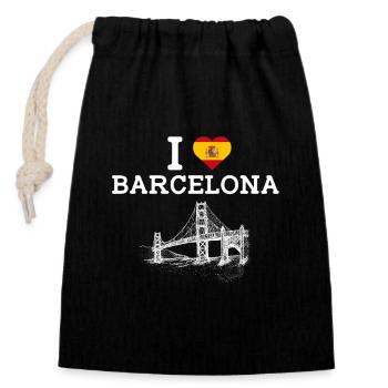J’aime Barcelone Jeu de mots Golden Gate Bridge Espagne Drapeau - Sac cadeau en coton avec cordon (14 x 20 cm) - noir - Devant