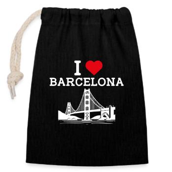 J’aime Barcelone Cool Heart Flag Golden Gate Lover - Sac cadeau en coton avec cordon (14 x 20 cm) - noir - Devant