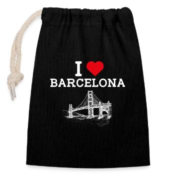 J’aime Barcelone Espagne Lover Golden Gate Bridge - Sac cadeau en coton avec cordon (14 x 20 cm) - noir - Devant