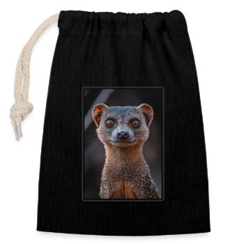 Mongoose's Mongoose - Closable cotton gift bag (14x20cm) - black - Front
