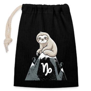 Capricorne douillet paresseux sur la montagne - Sac cadeau en coton avec cordon (14 x 20 cm) - noir - Devant