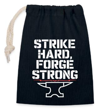 Forge Viking Guerrier Forge nordique Travail du métal - Sac cadeau en coton avec cordon (14 x 20 cm) - bleu marine - Devant