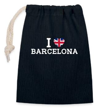 I Love Barcelona Cool Wrong Flag UK Lover Heart - Closable cotton gift bag (14x20cm) - navy - Front