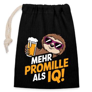 Plus pour mille que IQ Saufen Bier Alkohol Party Fau - Sac cadeau en coton avec cordon (14 x 20 cm) - noir - Devant