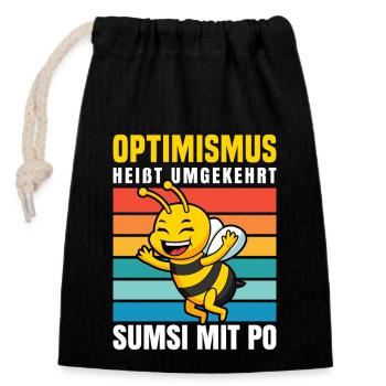 Optimismus Sumsi Mit Po Imker Bienen Honig Spruch - Verschließbarer Geschenkbeutel aus Baumwolle (14x20cm) - Schwarz - Vorne