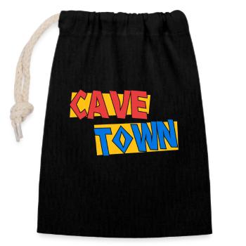 Cave Town Schriftzug Design für Fans und - Verschließbarer Geschenkbeutel aus Baumwolle (14x20cm) - Schwarz - Vorne