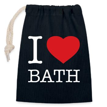 I LOVE BATH - Closable cotton gift bag (14x20cm) - navy - Front