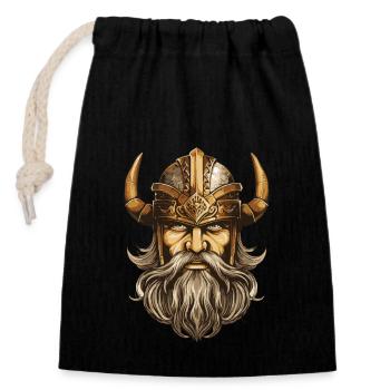 Viking Warrior Valhalla Odin - Closable cotton gift bag (14x20cm) - black - Front