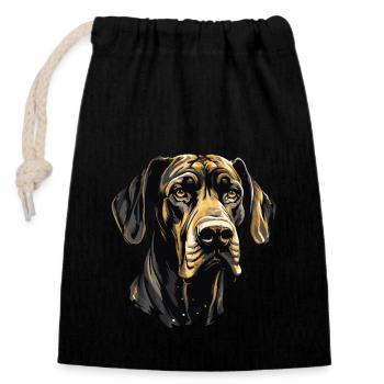 Great Dane Dog Portrait - Closable cotton gift bag (14x20cm) - black - Front
