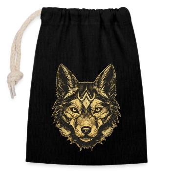 Akita Dog Portrait - Closable cotton gift bag (14x20cm) - black - Front
