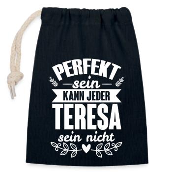 Teresa - Perfekt Sein Kann Jeder Teresa Sein Nicht - Verschließbarer Geschenkbeutel aus Baumwolle (14x20cm) - Navy - Vorne