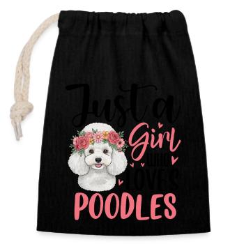 Just A Girl Who Loves Poodles - Verschließbarer Geschenkbeutel aus Baumwolle (14x20cm) - Schwarz - Vorne