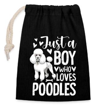 Just A Boy Who Loves Poodles - Verschließbarer Geschenkbeutel aus Baumwolle (14x20cm) - Schwarz - Vorne