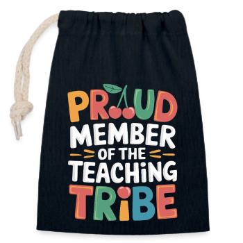Fier membre de la tribu des enseignants - Sac cadeau en coton avec cordon (14 x 20 cm) - bleu marine - Devant