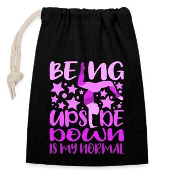 Being Upside Down Is My Normal Funny Gymnast Gift - Closable cotton gift bag (14x20cm) - black - Front