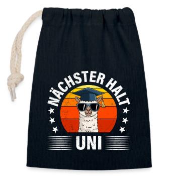 Abitur NÄCHSTER HALT UNI Abiturienten Lustiges - Verschließbarer Geschenkbeutel aus Baumwolle (14x20cm) - Navy - Vorne