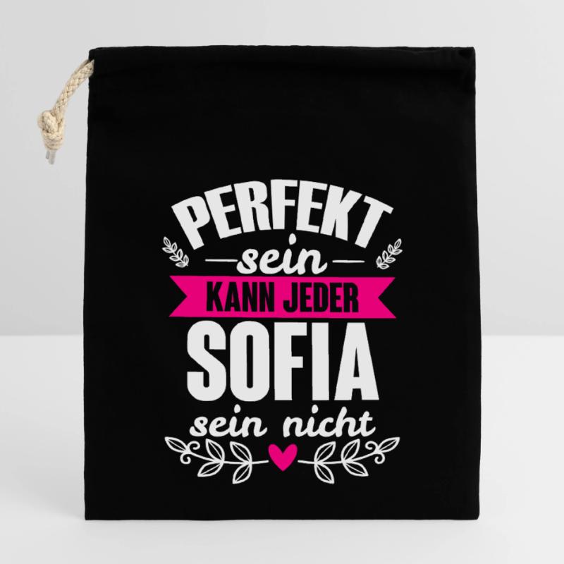 Sofia - Perfekt Sein Kann Jeder Sofia Sein Nicht Verschließbarer Geschenkbeutel aus Baumwolle (14x20cm)