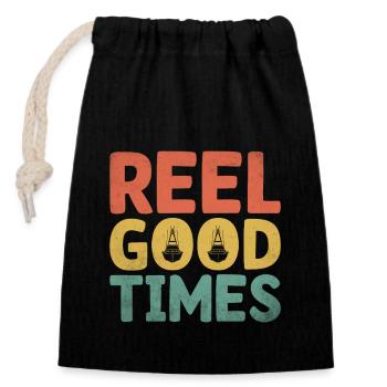 Reel Good Times Paddelboot - Verschließbarer Geschenkbeutel aus Baumwolle (14x20cm) - Schwarz - Vorne