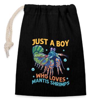 Just A Boy Who Loves Mantis Shrimps Seafood Shrimp - Verschließbarer Geschenkbeutel aus Baumwolle (14x20cm) - Schwarz - Vorne