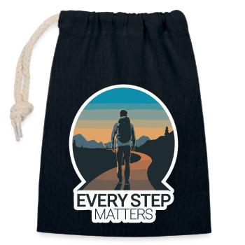 JOURNEY, EVERY STEP MATTERS - Closable cotton gift bag (14x20cm) - navy - Front