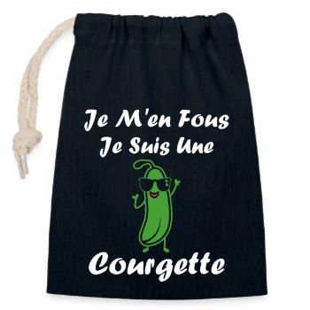 Zucchini-Humor - Verschließbarer Geschenkbeutel aus Baumwolle (14x20cm) - Navy - Vorne