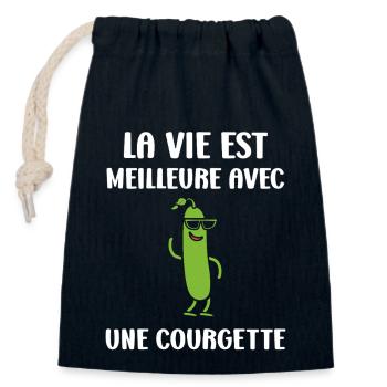 Zucchini-Humor - Verschließbarer Geschenkbeutel aus Baumwolle (14x20cm) - Navy - Vorne