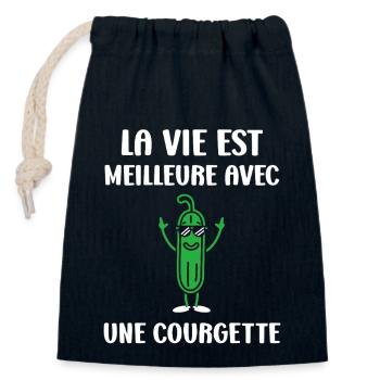 Zucchini-Humor - Verschließbarer Geschenkbeutel aus Baumwolle (14x20cm) - Navy - Vorne