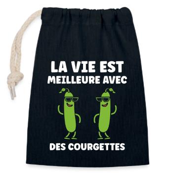 Zucchini-Humor - Verschließbarer Geschenkbeutel aus Baumwolle (14x20cm) - Navy - Vorne