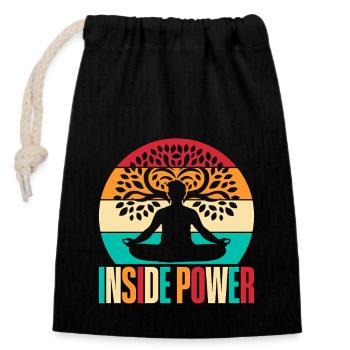 Yoga Inside Power Funny Yoga - Verschließbarer Geschenkbeutel aus Baumwolle (14x20cm) - Schwarz - Vorne