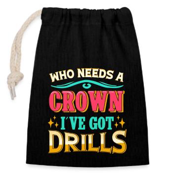 Diamond Painting Artist Crown I´ve Got Drills - Verschließbarer Geschenkbeutel aus Baumwolle (14x20cm) - Schwarz - Vorne