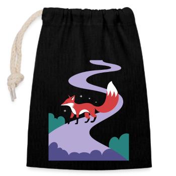 Renard sur le chemin magique de l’évasion fantastique - Sac cadeau en coton avec cordon (14 x 20 cm) - noir - Devant