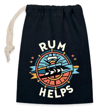 Rum Helps 6 - Verschließbarer Geschenkbeutel aus Baumwolle (14x20cm) - Navy - Vorne